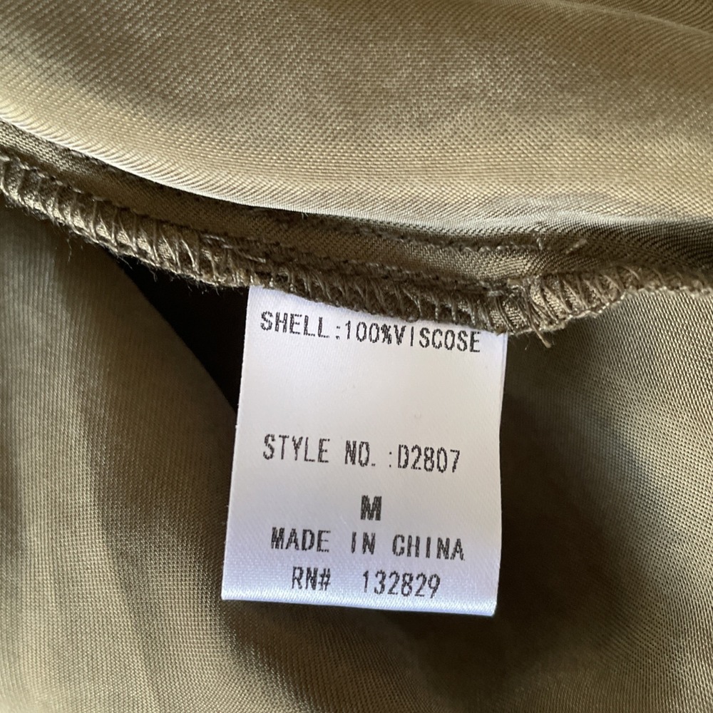 Miou Muse Women's Olive Green Cargo Maxi Dress Zip Front Collard Size Medium - Picture 12 of 13